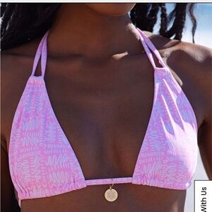 NWOT KULANI KINIS Daisy Dreamer Panel Halter Bikini Top Size Medium